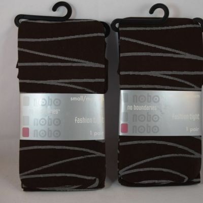 NOBO opaque TIGHTS NWT M BROWN ZIGZAG MEDIUM  5'1